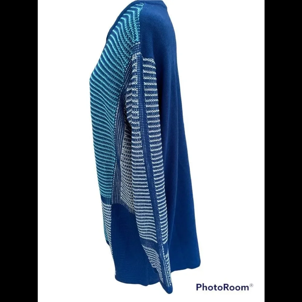 Anthony Richards 1 button long sleeved striped knit duster length cardigan, 1X